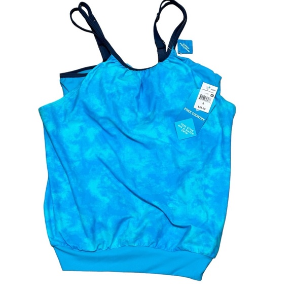 Women’s Free Country Small Tankini Padded Cup Swim Swimwear Tank Top Blouson NWT - Picture 3 of 11